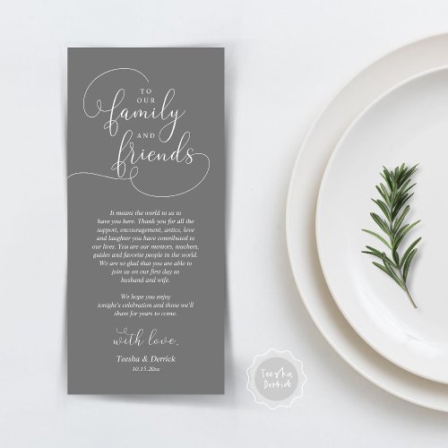 Wedding Dinner Place Setting Thank You Card