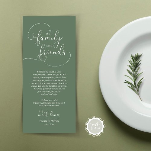 Wedding Dinner Place Setting Thank You Card