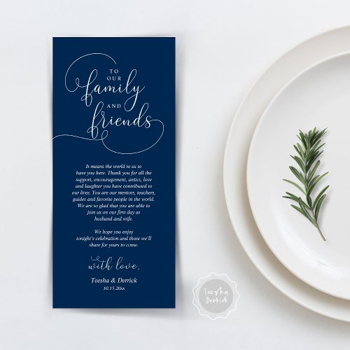 Wedding Dinner Place Setting Thank You Card