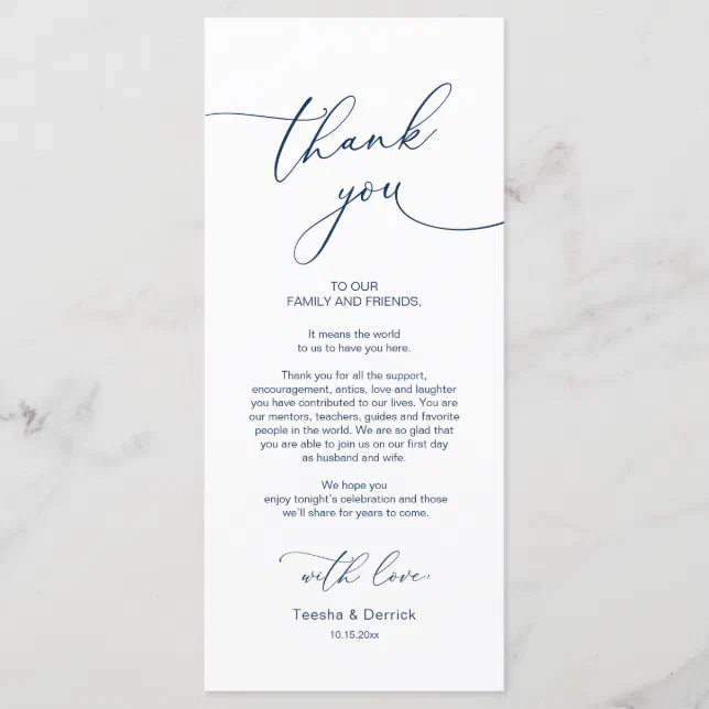 Wedding Dinner Place Setting Thank You Card | Zazzle