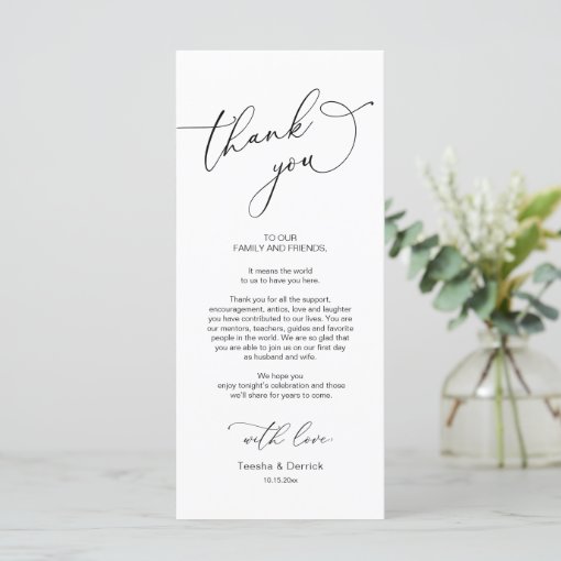 Wedding Dinner, Place Setting Thank You Card | Zazzle