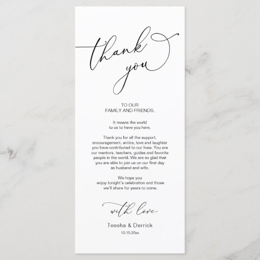 Wedding Dinner, Place Setting Thank You Card | Zazzle