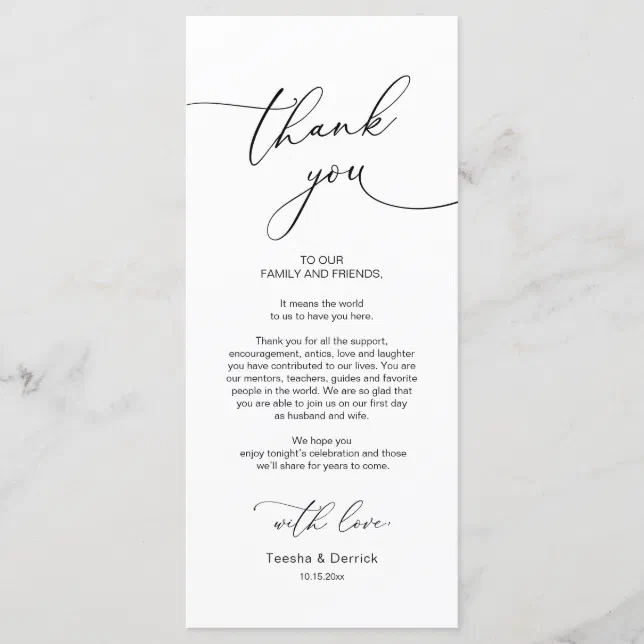 Wedding Dinner Place Setting Thank You Card | Zazzle