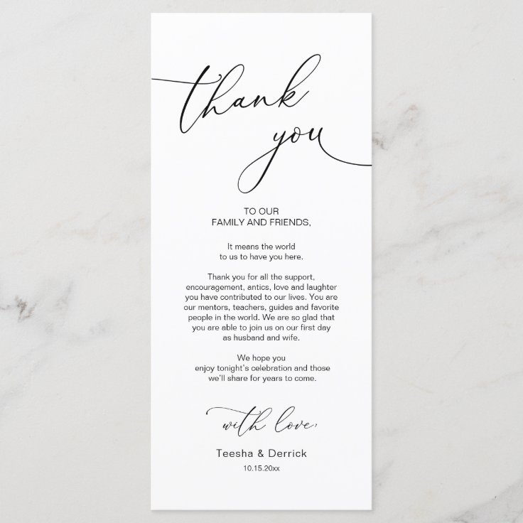 Wedding Dinner Place Setting Thank You Card | Zazzle