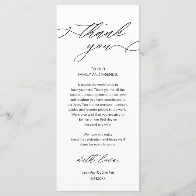 Wedding Dinner Place Setting Thank You Card (Front)