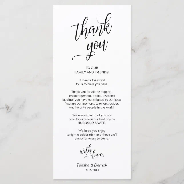 Wedding Dinner, Place Setting Thank You Cards | Zazzle