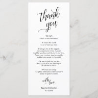 Wedding Dinner, Place Setting Thank You Cards
