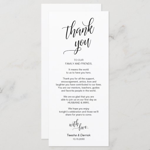 Wedding Dinner, Place Setting Thank You Cards | Zazzle