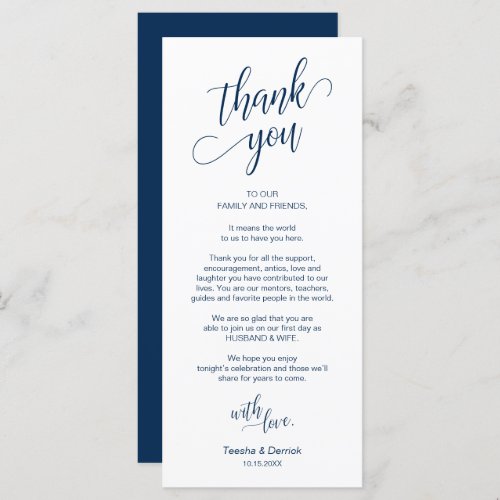 Wedding Dinner Place Setting Thank You Cards
