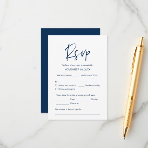 Wedding Dinner RSVP meal option song request Enc Enclosure Card