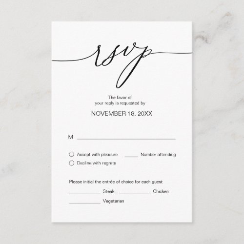 Wedding Dinner RSVP meal options Enclosure Card