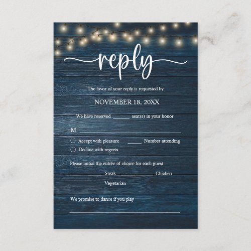 Wedding Dinner RSVP, meal options, song request
