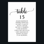 Wedding Dinner, Rustic Guests Seating Chart Table  Number<br><div class="desc">Wedding Dinner Guest Seating Table Chart Card,  Modern Rustic Script,  black and white themed.
Customise the text and / or remove and fill in with your wedding party themed.</div>