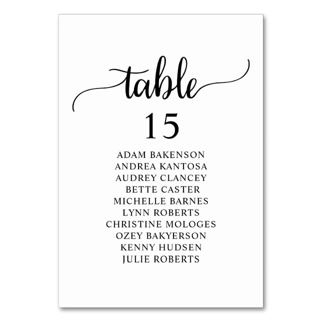 Wedding Dinner, Rustic Guests Seating Chart Table  Number (Front)