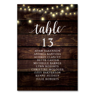 Wedding Dinner, Rustic Guests Seating Chart Table  Table Number