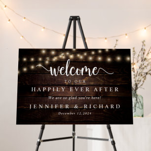 Wedding Dinner Welcome, Modern Rustic Wood String Foam Board