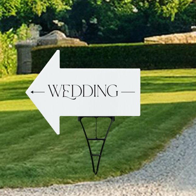 Wedding Direction Arrow Nostalgic Type Lawn Sign (Wedding Arrow Directional Lawn Sign by Darling & May)