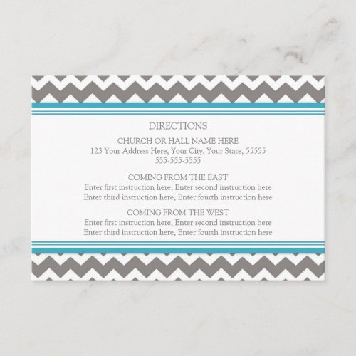 Wedding Direction Cards Blue Grey Chevron