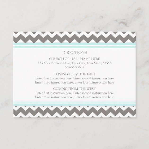 Wedding Direction Cards Blue Grey Chevron