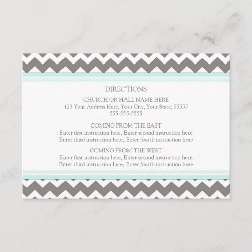 Wedding Direction Cards Blue Grey Chevron