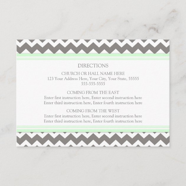 Wedding Direction Cards Mint Grey Chevron