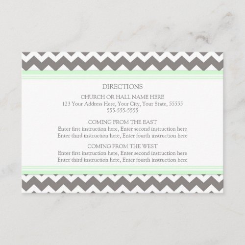 Wedding Direction Cards Mint Grey Chevron