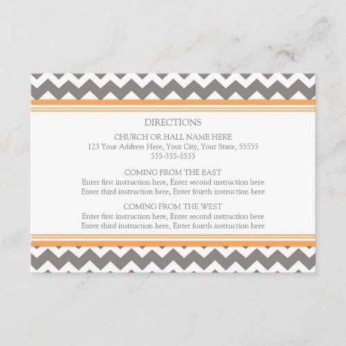 Wedding Direction Cards Orange Grey Chevron