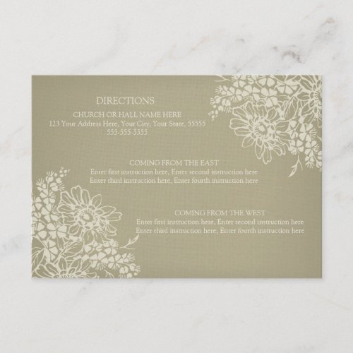 Wedding Direction Cards Vintage Floral