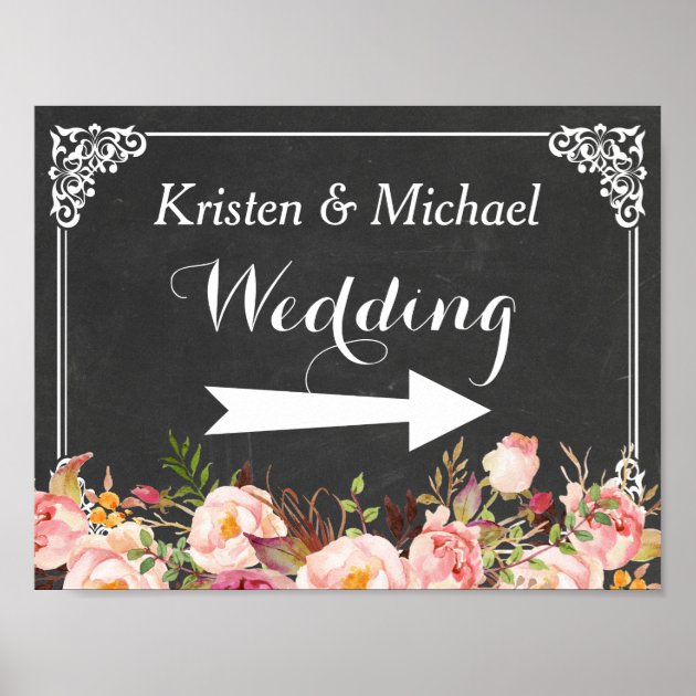 Wedding Direction Sign | Vintage Chalkboard Floral