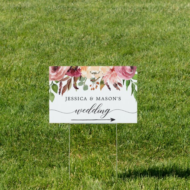 Wedding Directional Yard Sign Autumn Bliss (Insitu)