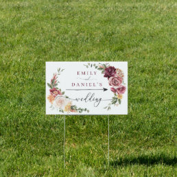 Wedding Directional Yard Sign Rustic Country Boho