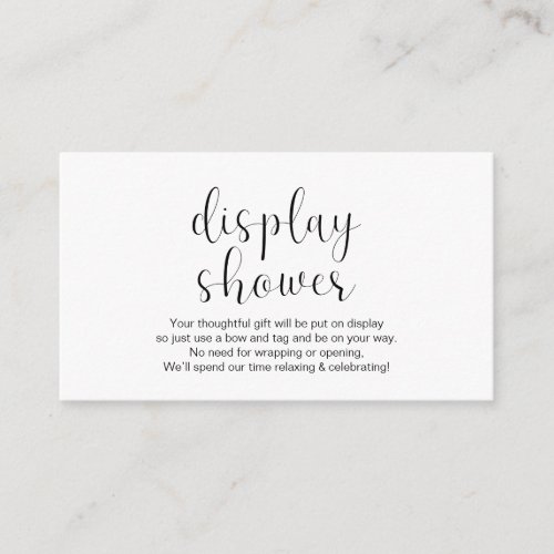 Wedding Display Shower Minimal Black Enclosure Card