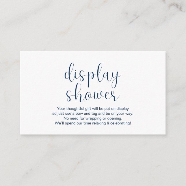 Wedding Display Shower, Minimal, Navy blue, Enclosure Card (Front)