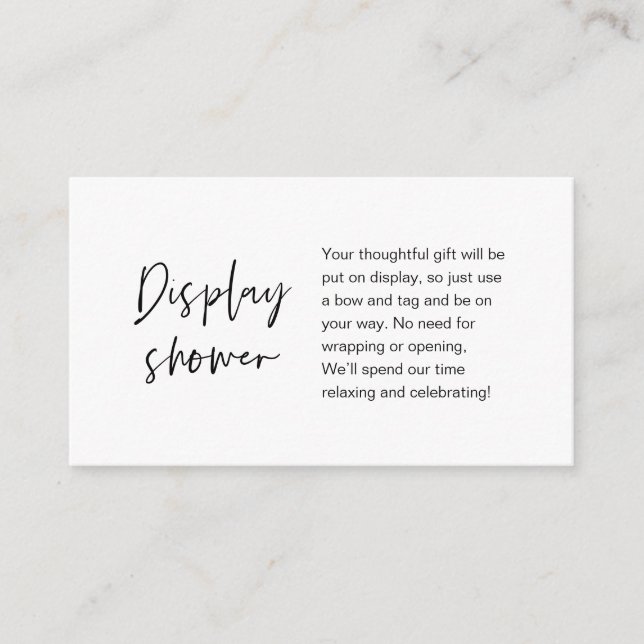 Wedding Display Shower, Modern Minimalist Enclosure Card (Front)