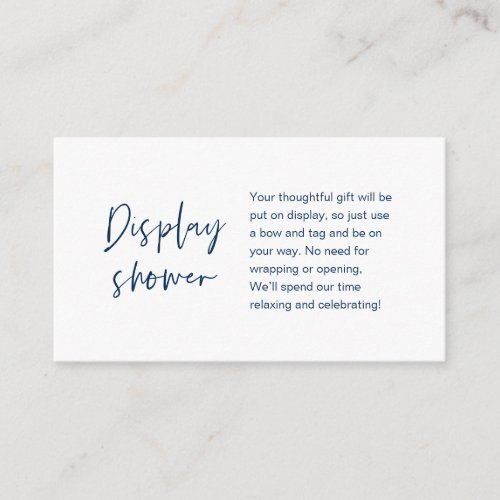 Wedding Display Shower Modern Minimalist Navy Enclosure Card