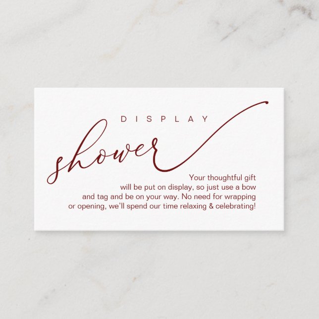 Wedding Display Shower, Modern Romantic Enclosure Card (Front)