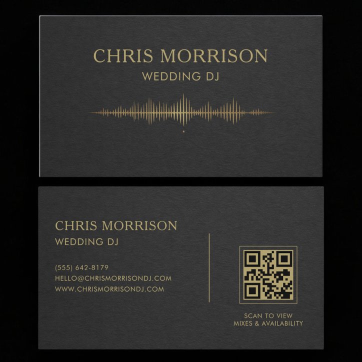 Wedding Dj Music Black Gold QR Code Professional Business Card