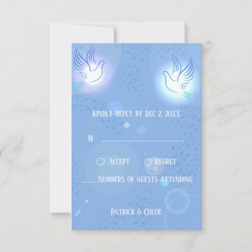 Wedding Dobe Blue Lighting  RSVP Card