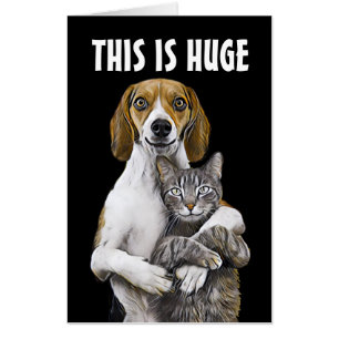 WEDDING DOG CAT GIANT BIG GREETING CARD