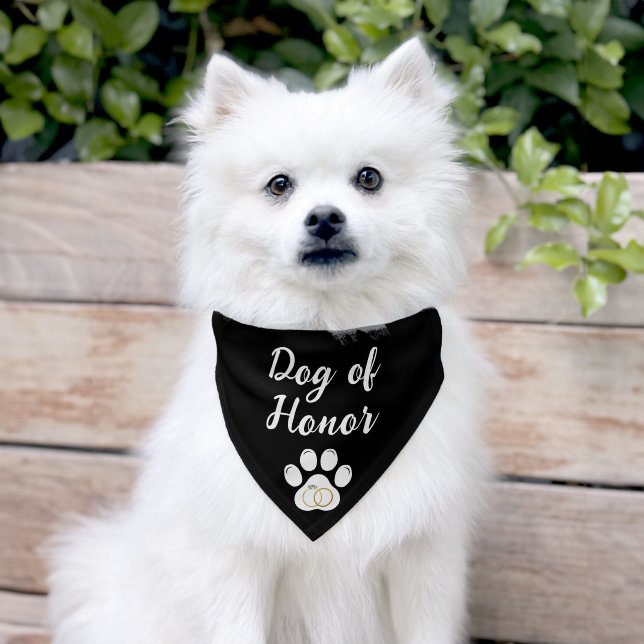 Wedding Dog of Honor Paw Print Rings Pet Bandana Collar (Dog)