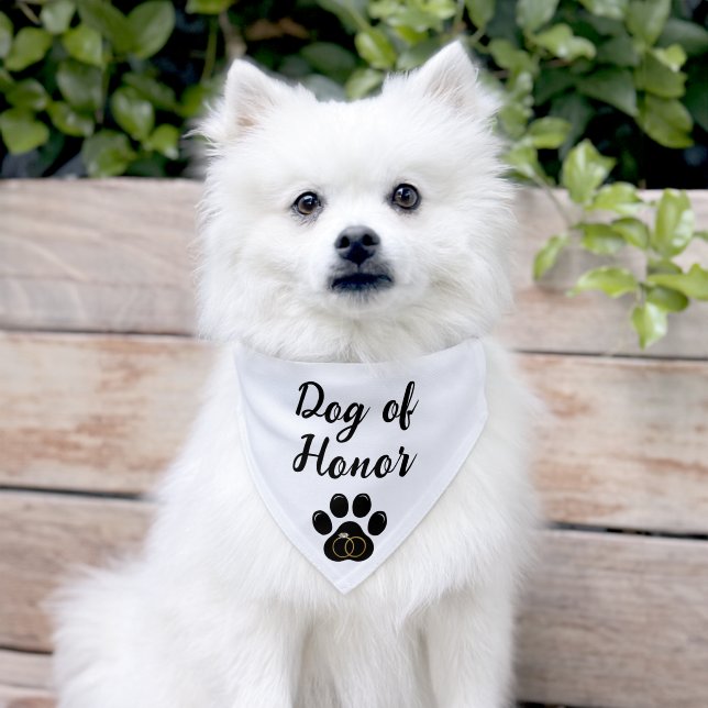Wedding Dog of Honor Pawprint Rings Pet Bandana Collar (Dog)