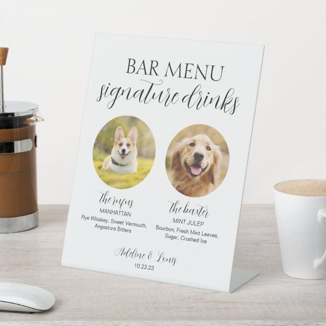 Wedding Dog Signature Drink Pedestal Sign 8x10   (In SItu)