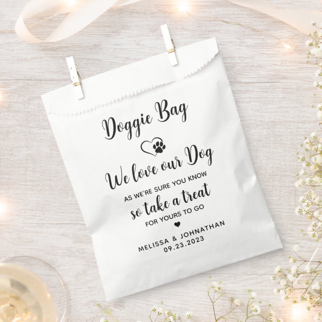 Wedding Doggie Personalized Biscuit Bar Pet Treats Favor Bag (Clipped)