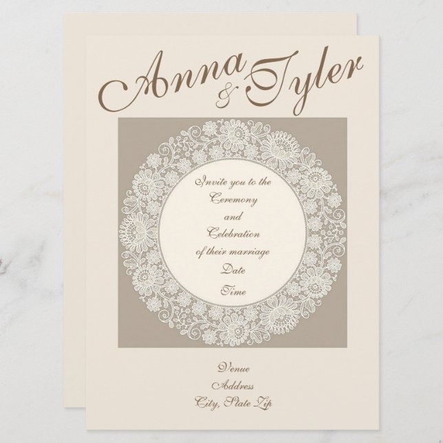 Wedding Doily Wedding Invitation  (Front/Back)