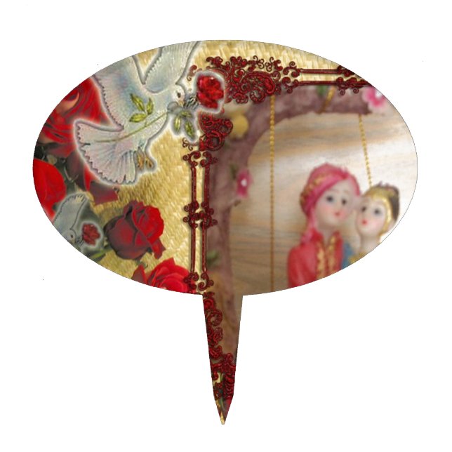 Wedding Doll Portrait Graphic Art Print Cake Topper (Front)