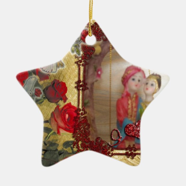 Wedding Doll Portrait Graphic Art Print Ceramic Ornament (Front)