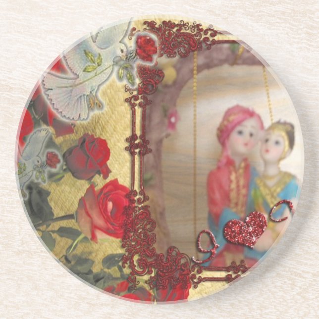 Wedding Doll Portrait Graphic Art Print Drink Coaster (Front)