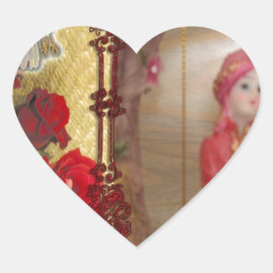 Wedding Doll Portrait Graphic Art Print Heart Sticker