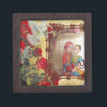 Wedding Doll Portrait Graphic Art Print Jewelry Box<br><div class="desc">Wedding Doll Portrait Graphic Art Print Celebrate Love with Our “Wedding Doll Portrait” Introducing our enchanting “Wedding Doll Portrait Graphic Art Print, ” featuring beautifully illustrated South Asian bride and groom dolls. This charming artwork is set against a colorful backdrop, framed by vibrant red roses and complemented by a soft...</div>