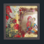 Wedding Doll Portrait Graphic Art Print Jewelry Box<br><div class="desc">Wedding Doll Portrait Graphic Art Print Celebrate Love with Our “Wedding Doll Portrait” Introducing our enchanting “Wedding Doll Portrait Graphic Art Print, ” featuring beautifully illustrated South Asian bride and groom dolls. This charming artwork is set against a colorful backdrop, framed by vibrant red roses and complemented by a soft...</div>